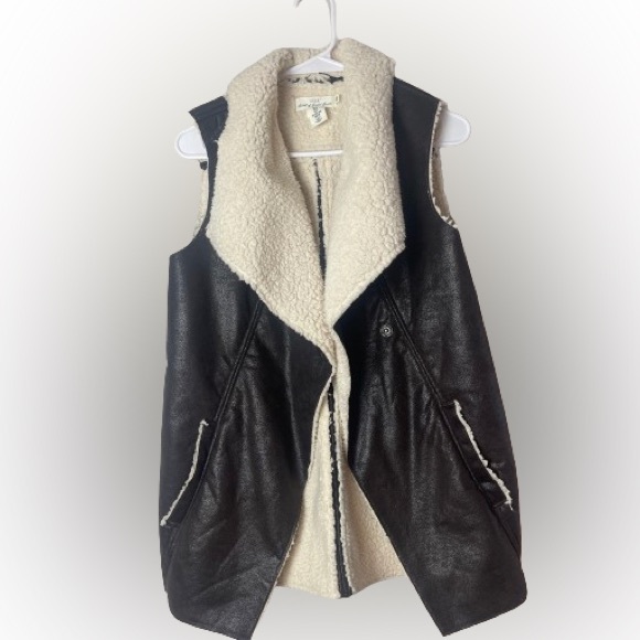 LOGG, faux leather and wool vest, size small, snap closure - Picture 1 of 5